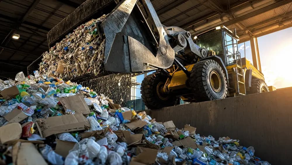Cardboard and metal recyclables staged for transfer at a Clearwater FL transfer station facility