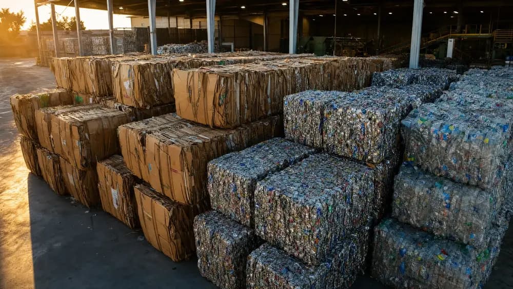 Tipping floor inside a solid waste transfer station in Pinellas County FL showing waste consolidation and recycling